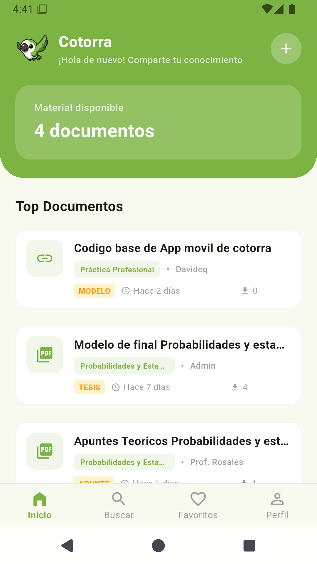 Cotorra App - Captura de pantalla